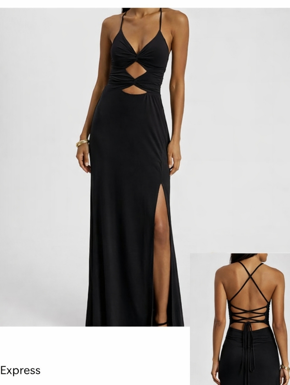 Express V Neck Strappy Cutout Maxi Dress